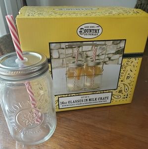 Mason jar drink set